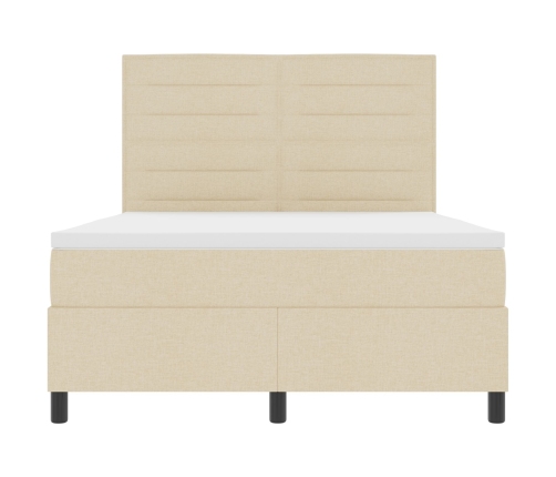 Cama Box Spring  con Colchón Crema 140x190 cm Tela