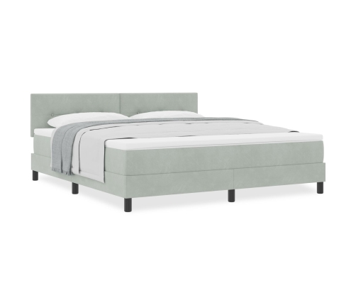 Cama con somier y colchón  Gris Claro Super King Terciopelo