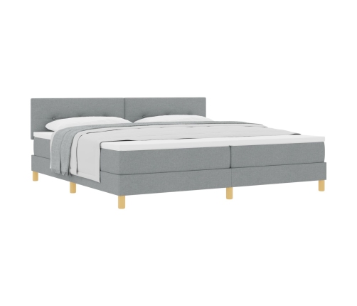 Cama con Box Spring  con Colchón Gris Claro 200x200 cm Tela