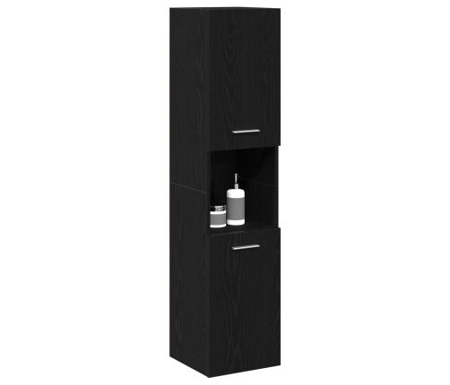 Gabinete de baño de pared  negro y roble de 30x30x130 cm, de madera compuesta
