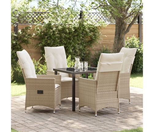 Set de comedor de jardín de 5 piezas  con cojines Beige Rattán poliéster