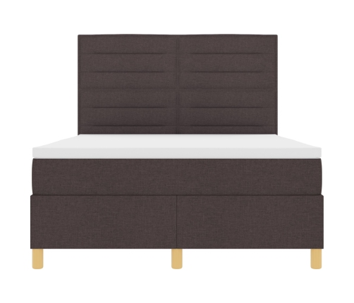 Estructura de Cama Box Spring Marrón Oscuro Tela 160 x 200 cm