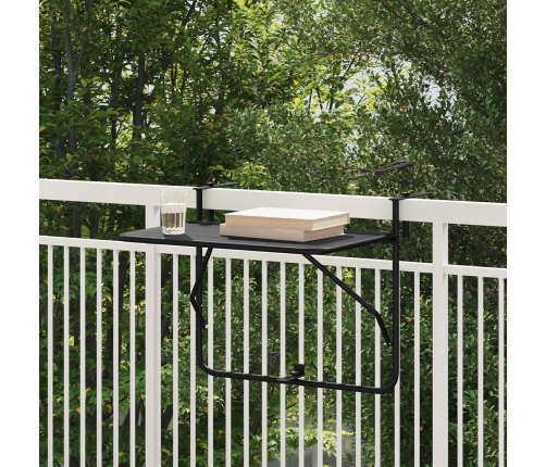 Mesa de balcón colgante plegable  negra de 60x40 cm en acero