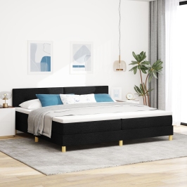 Cama con Muelles y Colchón Negra 200x200 cm Tela