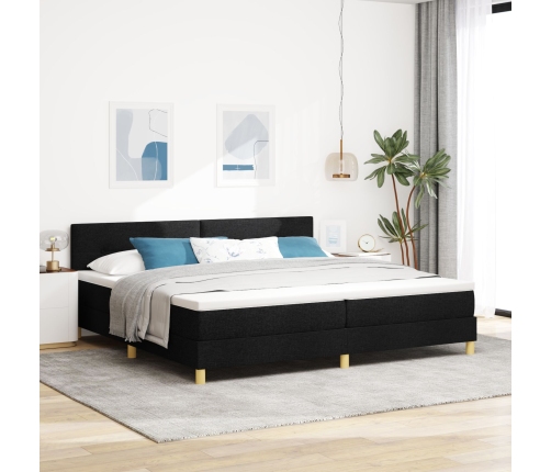 Cama con Muelles y Colchón Negra 200x200 cm Tela