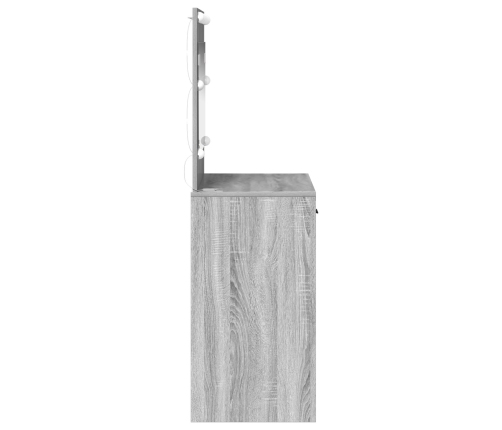 Tocador  con Luces LED Gris Sonoma 78,5x41x135 cm