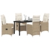 Set de Comedor de Jardín de 5 Piezas con Cojines Beige Poliratán