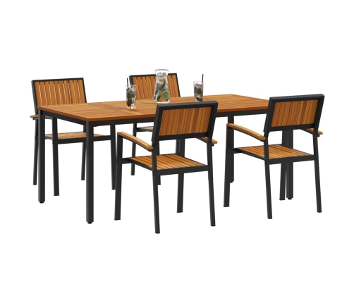 Conjunto de Comedor de Jardín de 5 Piezas Negro, Marrón Metal, Madera