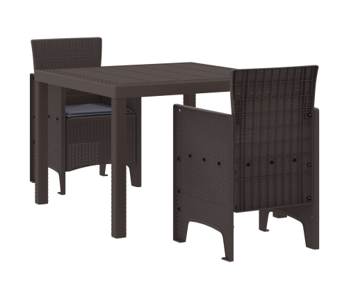 Juego de Comedor de Jardín Set de 3 Marrón Poliratán Duradero