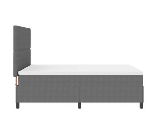 Cama con Somier  con Colchón y Luz LED Gris 140x200 cm Tejido de Corduroy