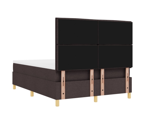 Cama con somier  con colchón marrón oscuro 140x190 cm tela