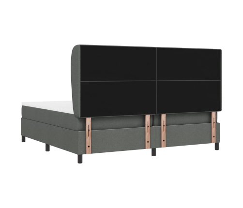 Cama Box Spring con Colchón en Gris Oscuro, 200x200 cm de Tela