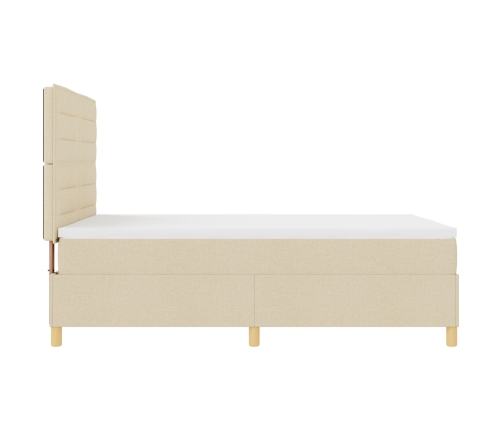 Cama con Somier y Colchón Crema 140x200 cm Tela