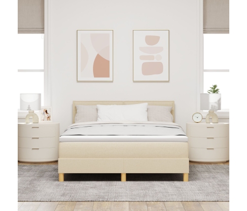 Cama Box Spring  con Colchón Crema 160x200 cm Tela
