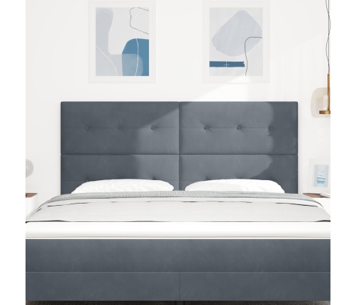 Cabecera  con botones acolchados en gris oscuro de 180 cm de terciopelo
