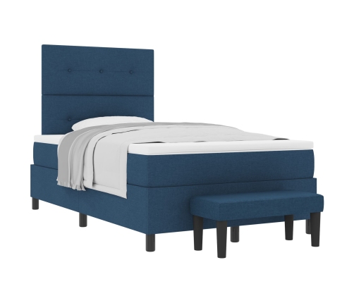 Cama con Box Spring y Colchón Azul 120x200 cm Tela
