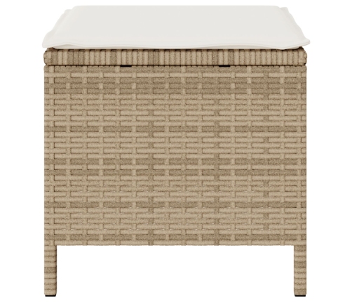 Conjunto de Comedor de Jardín de 4 Piezas con Cojines Beige de Ratán y Acacia