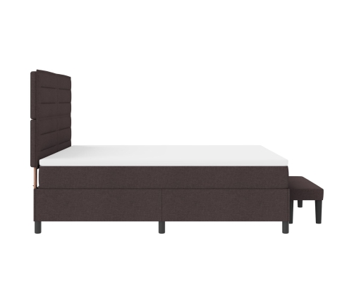 Cama con somier y colchón marrón oscuro 180x200 cm tela