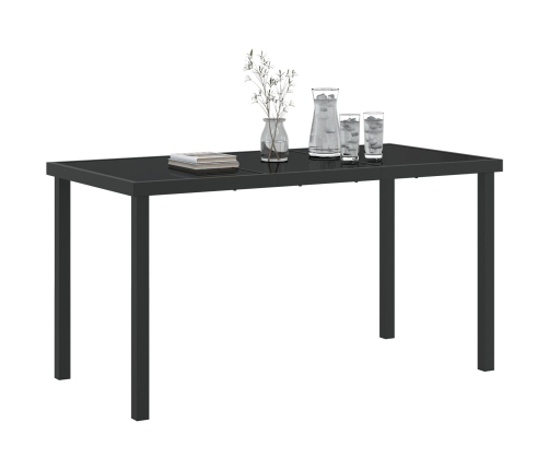 Mesa de Jardín  Negra 140x80x73 cm Vidrio Templado