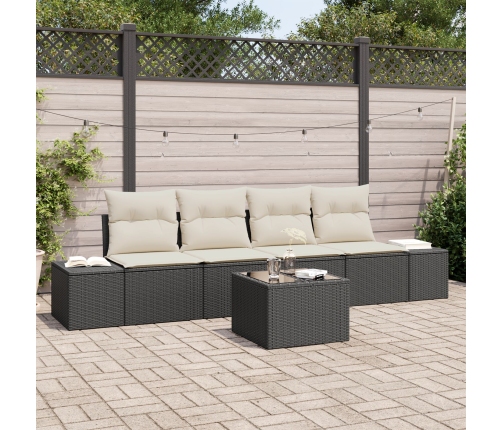 Set de Sofá de Jardín de 5 Piezas con Cojines Ratán Sintético Negro