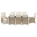 Juego de Comedor de Jardín de 9 Piezas con Cojines Beige Poliratán