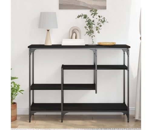 Mesa Consola  Negra de Roble 100x35x75 cm de Madera Engineered y Acero