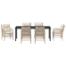 Conjunto de Comedor de Jardín de 7 Piezas con Cojines de Poliratán Beige