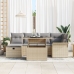 Conjunto de Sofá de Jardín de 7 piezas con Cojines Beige Ratán Sintético