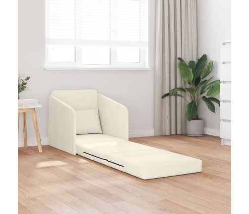Sofá Cama de Piso  2 en 1 Crema 65x80x83 cm Terciopelo