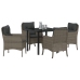 Conjunto de Comedor de Jardín  de 5 Piezas con Cojines Gris Poliratán