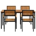 Juego de Comedor de Jardín Conjunto de 5 Piezas Negro