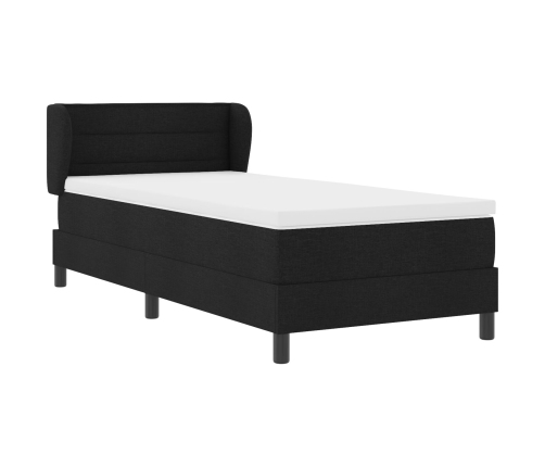 Cama Box Spring de  con Colchón Negro 100x200 cm de Tela