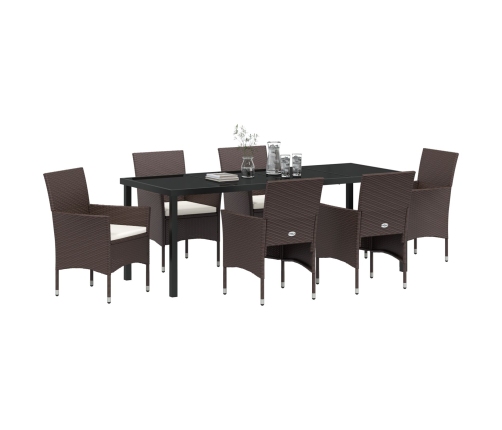 Set de Comedor de Jardín de 7 Piezas en Marrón Poliratán