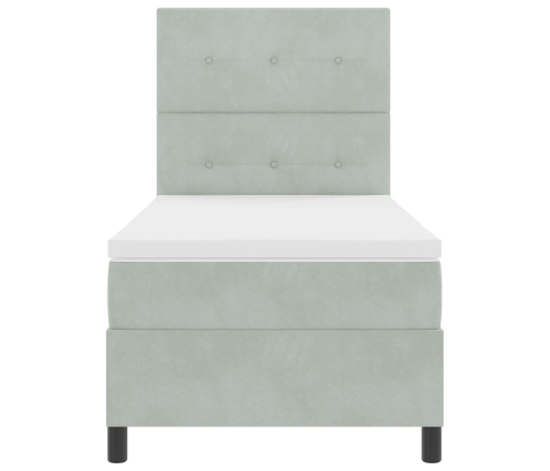 Cama Box Spring  con Colchón y Luz LED Gris Claro 90x200 cm Terciopelo