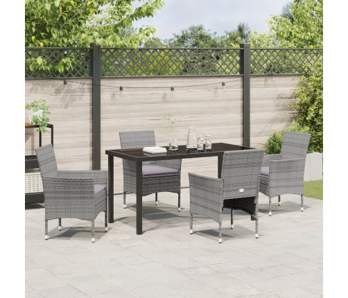 Set de Jardín de 5 Piezas  Gris Ratán Poliéster