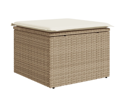 Set de Sofá de Jardín  de 8 Piezas con Cojines Beige de Ratán Poliéster