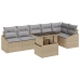 Juego de Sofá de Jardín Set de 7 Beige (estructura), Gris (cojines)