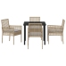 Conjunto de Comedor de Jardín  de 5 Piezas con Cojines Beige de Ratán