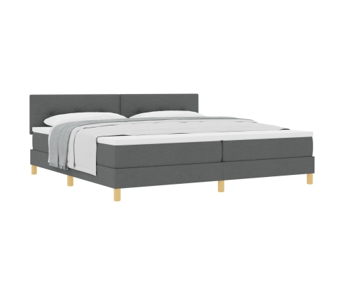 Cama con Base de Muelles con Colchón Gris Oscuro 200x200 cm Tela