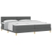 Cama con Base de Muelles con Colchón Gris Oscuro 200x200 cm Tela