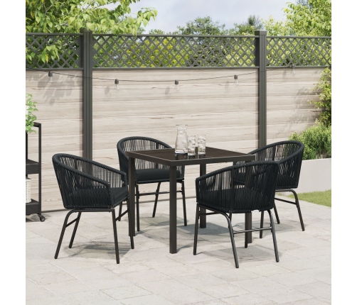 Conjunto de Comedor de Jardín de 5 Piezas Negro Ratán Polímero