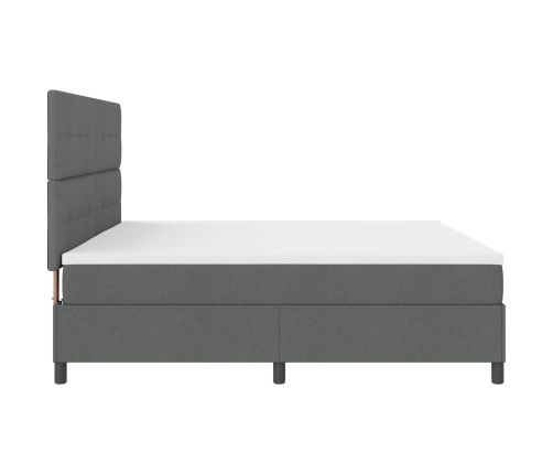 Cama con base y colchón gris oscuro 200x200 cm de tela