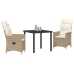 Set de Comedor de Jardín de 3 Piezas  con Cojines Beige Poliratán