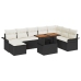 Conjunto de Comedor de Jardín de 9 Piezas con Cojines Negro Poliratán Acacia