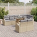 Conjunto de Sofá de Jardín de 9 Piezas con Cojines Beige de Ratán Sintético