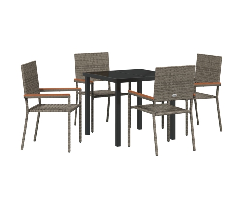 Conjunto de Comedor de Jardín de 5 Piezas Gris Poliratán