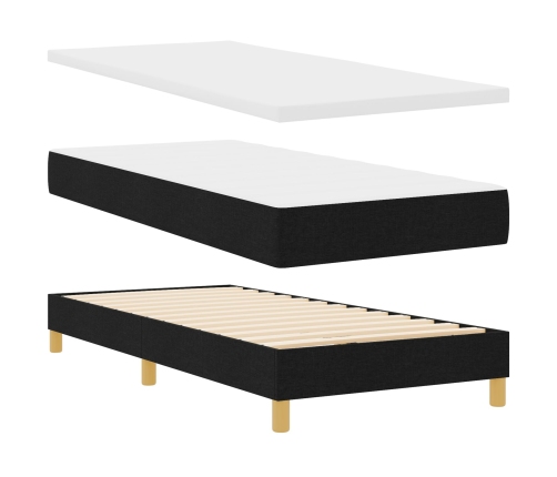 Cama Box Spring  con Colchón Negra 100x200 cm Tela