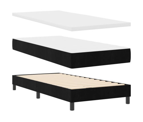 Cama Box Spring  con Colchón Negro 90x200 cm Terciopelo