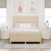 Cama con Somier y Colchón Crema 160x200 cm Tela