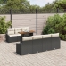 Conjunto de comedor de jardín de 8 piezas con cojines de ratán poli negro acacia